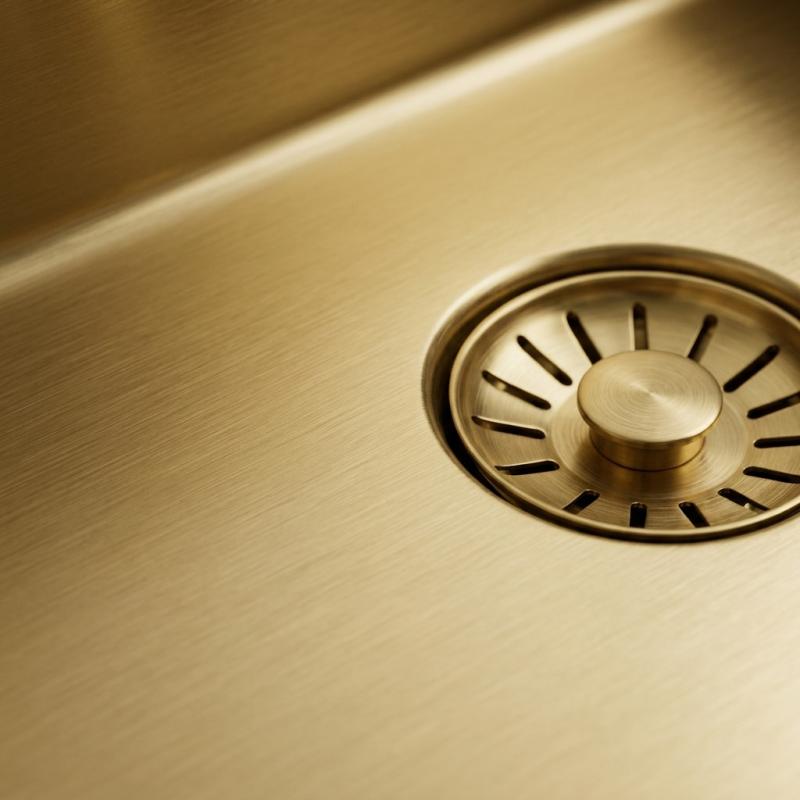 Pure.Sink Comfort grote PVD Gouden spoelbak 70x40 cm 10mm radius onderbouw, vlakinbouw en opbouw  PCM7040-60